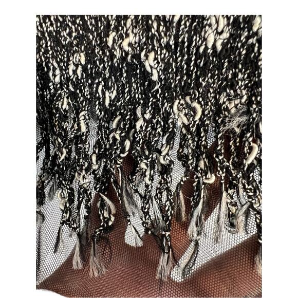 Rickie Freeman Teri Jon Tweed Black White Fringe wool blend Blazer Size 14 - Picture 10 of 16